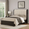 Osko Queen Bed | Vertical Channeled White Upholstered Headboard | Black BM342490