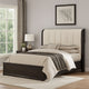 Osko Queen Bed | Vertical Channeled White Upholstered Headboard | Black BM342490