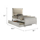 Dima Full Bed | Upholstered Headboard w LED | Pearl White | Clear Legs BM342493