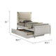 Dima Twin Bed | Upholstered Headboard w LED | Pearl White | Clear Legs BM342494