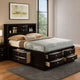 Simo Queen Bed | Bookcase Headboard | Storage Drawers | Black BM342497