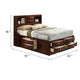 Simo Queen Bed | Bookcase Headboard | Footboard & Rail Drawers | Brown BM342498
