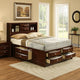 Simo Queen Bed | Bookcase Headboard | Footboard & Rail Drawers | Brown BM342498