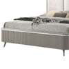 Gema Queen Bed | Channeled Upholstery | Reeded w Silver Line | Light Gray BM342501