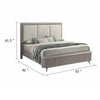 Gema Queen Bed | Channeled Upholstery | Reeded w Silver Line | Light Gray BM342501