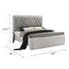 Alda King Bed | Upholstered Geometric Headboard | Light Gray Reeded Wood BM342502