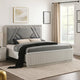 Alda King Bed | Upholstered Geometric Headboard | Light Gray Reeded Wood