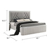 Alda Queen Bed | Upholstered Geometric Headboard | Light Gray Reeded Wood BM342503