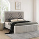 Alda Queen Bed | Upholstered Geometric Headboard | Light Gray Reeded Wood BM342503