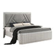 Alda Queen Bed | Upholstered Geometric Headboard | Light Gray Reeded Wood BM342503