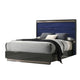 Cote Queen Bed | Slat Panel Headboard | Ash Gray & Indigo Blue Wood BM342505
