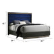 Cote Queen Bed | Slat Panel Headboard | Ash Gray & Indigo Blue Wood