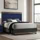 Cote Queen Bed | Slat Panel Headboard | Ash Gray & Indigo Blue Wood