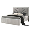 Vino King Bed | Gray Chevron Satin Fabric Upholstered | Solid Wood BM342506