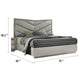 Vino King Bed | Gray Chevron Satin Fabric Upholstered | Solid Wood BM342506