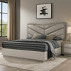 Vino King Bed | Gray Chevron Satin Fabric Upholstered | Solid Wood BM342506
