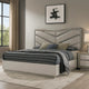 Vino King Bed | Gray Chevron Satin Fabric Upholstered | Solid Wood BM342506