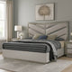 Vino King Bed | Gray Chevron Satin Fabric Upholstered | Solid Wood