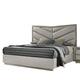 Vino King Bed | Gray Chevron Satin Fabric Upholstered | Solid Wood