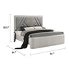 Vino Queen Bed | Gray Chevron Satin Fabric Upholstered | Solid Wood