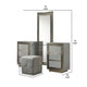 Vino 3pc Vanity Dressing Table Set w Stool | Gray | Satin Fabric | Rubberwood