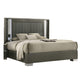 Levi King Bed | Dark Gray | Solid Teak & Rubberwood | Modern LED Lighting BM342509