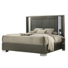 Levi King Bed | Dark Gray | Solid Teak & Rubberwood | Modern LED Lighting BM342509
