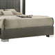 Levi King Bed | Dark Gray | Solid Teak & Rubberwood | Modern LED Lighting BM342509