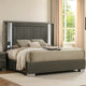 Levi Queen Bed | Dark Gray | Solid Teak & Rubberwood | Modern LED Lighting BM342510