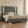 Levi Queen Bed | Dark Gray | Solid Teak & Rubberwood | Modern LED Lighting