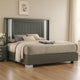 Levi Queen Bed | Dark Gray | Solid Teak & Rubberwood | Modern LED Lighting
