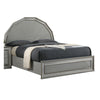 Cyl King Bed | Metallic Gray | Scale Molded Trim | Rubberwood | LED Lit