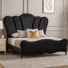 Eleena King Bed | Scalloped Padded Channel Tufting | Black Upholstery BM342513