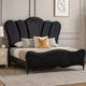 Eleena King Bed | Scalloped Padded Channel Tufting | Black Upholstery BM342513
