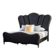 Eleena Queen Bed | Scalloped Padded Channel Tufting | Black Upholstery BM342514