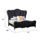 Eleena Queen Bed | Scalloped Padded Channel Tufting | Black Upholstery BM342514