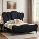 Eleena Queen Bed | Scalloped Padded Channel Tufting | Black Upholstery BM342514