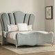 Eleena King Bed | Scalloped Padded Channel Tufting | Silver Upholstery