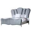Eleena Queen Bed | Scalloped Padded Channel Tufting | Silver Upholstery BM342516