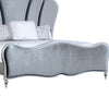 Eleena Queen Bed | Scalloped Padded Channel Tufting | Silver Upholstery BM342516