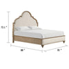 Lyla King Bed | Scalloped Ivory Upholstery | Rustic Oak Solid Wood BM342517