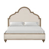 Lyla Queen Bed | Scalloped Ivory Upholstery | Rustic Oak Solid Wood BM342518