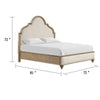 Lyla Queen Bed | Scalloped Ivory Upholstery | Rustic Oak Solid Wood BM342518