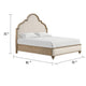 Lyla Queen Bed | Scalloped Ivory Upholstery | Rustic Oak Solid Wood BM342518