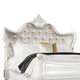 Valena King Size Bed | Ivory Upholstery | Wingback | Crown Carved Top BM342521
