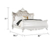 Valena King Size Bed | Ivory Upholstery | Wingback | Crown Carved Top BM342521