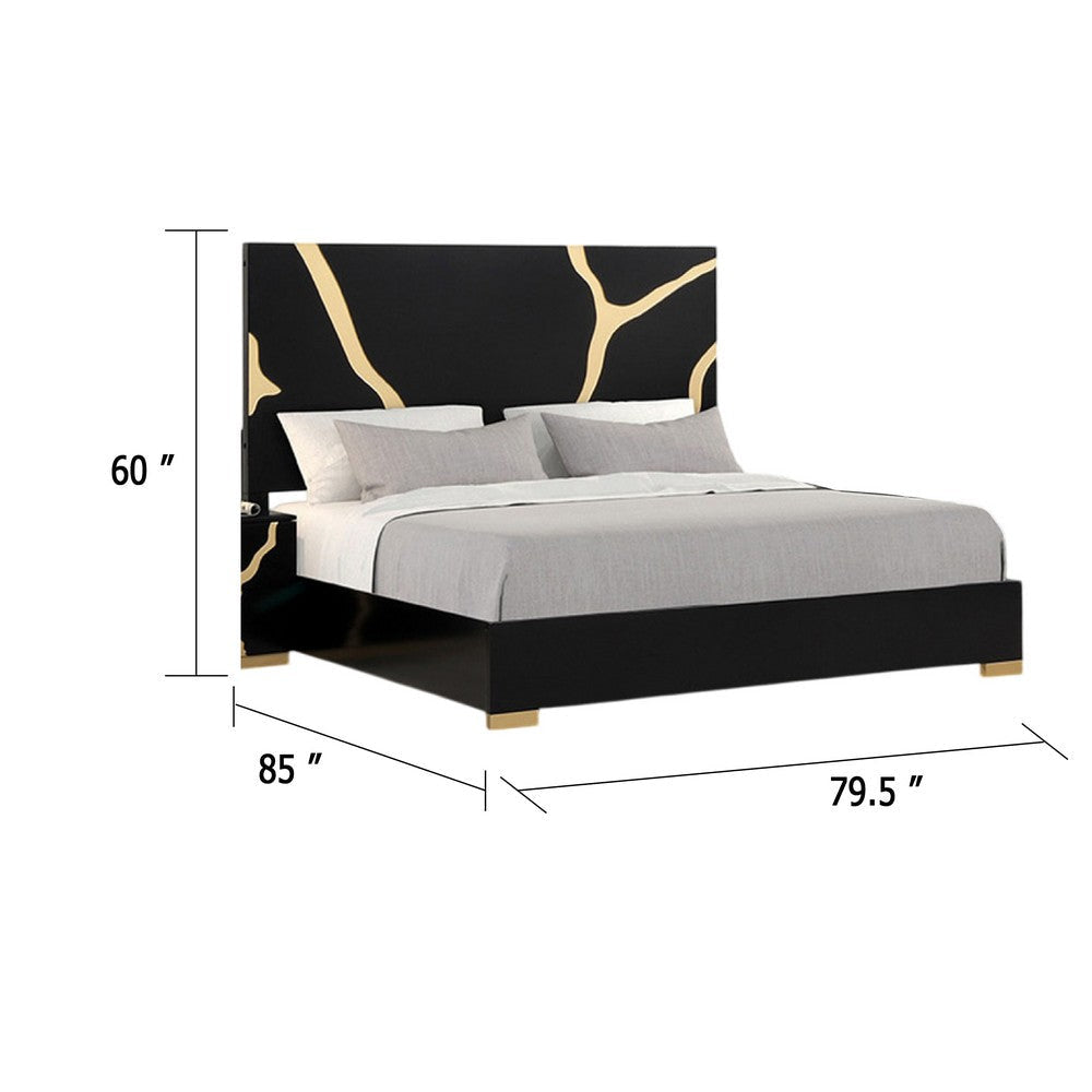 Goldie King Size Bed | Gold and Black Contemporary Bed BM342525