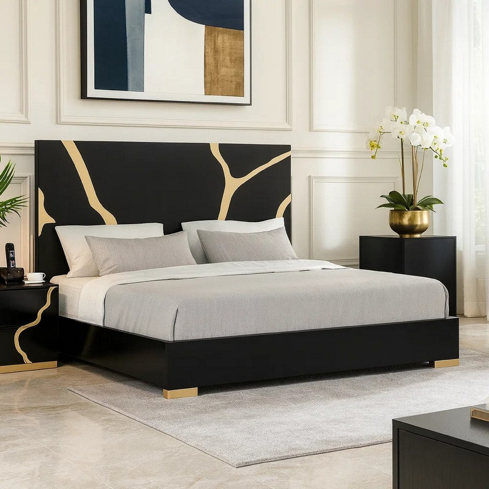 Goldie King Size Bed | Gold and Black Contemporary Bed