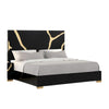 Goldie Queen Size Bed | Gold and Black Contemporary Bed | Solid Wood BM342526