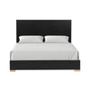 Goldie Queen Size Panel Bed | Black & Gold Pine Wood | Contemporary BM342527